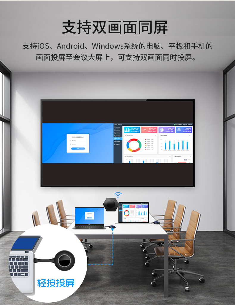 索尼通用笔记本电脑usb无线投屏器会议音视频传输手机同屏电视投影