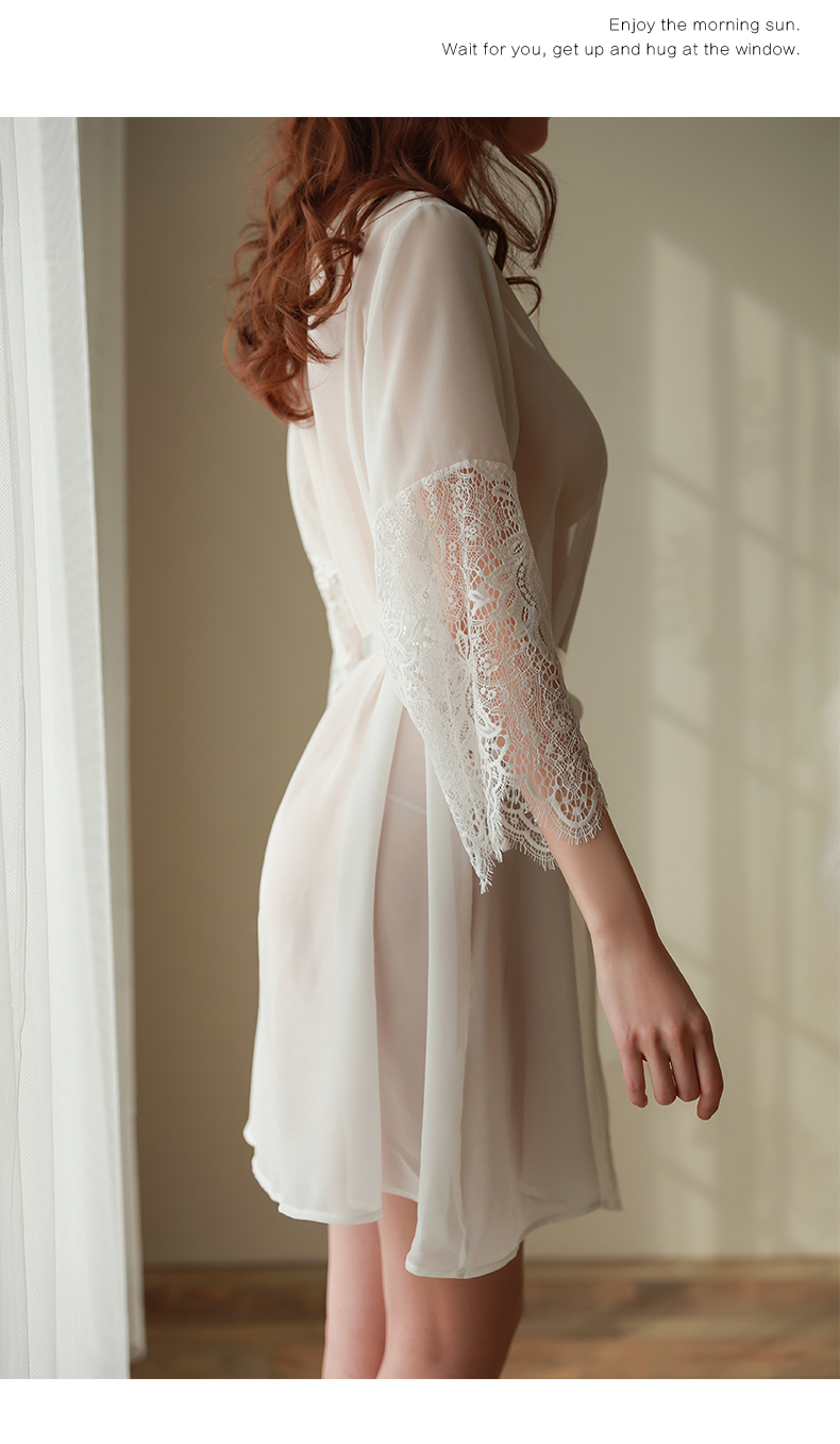 浪莎真丝触感高档品牌性感睡衣女夏季薄款透明情器睡裙大码睡袍冰丝