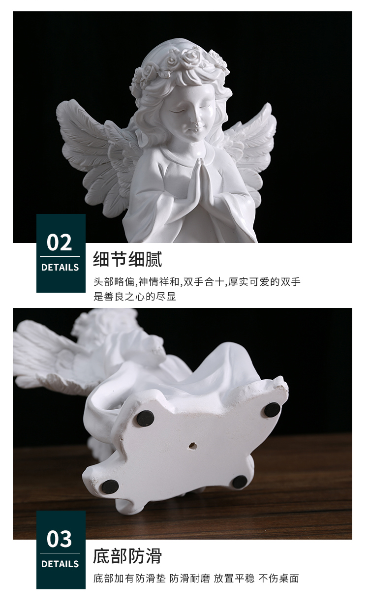 欧式复古少女天使摆件美式树脂石膏雕像小天使女孩桌面装饰品摆设 右