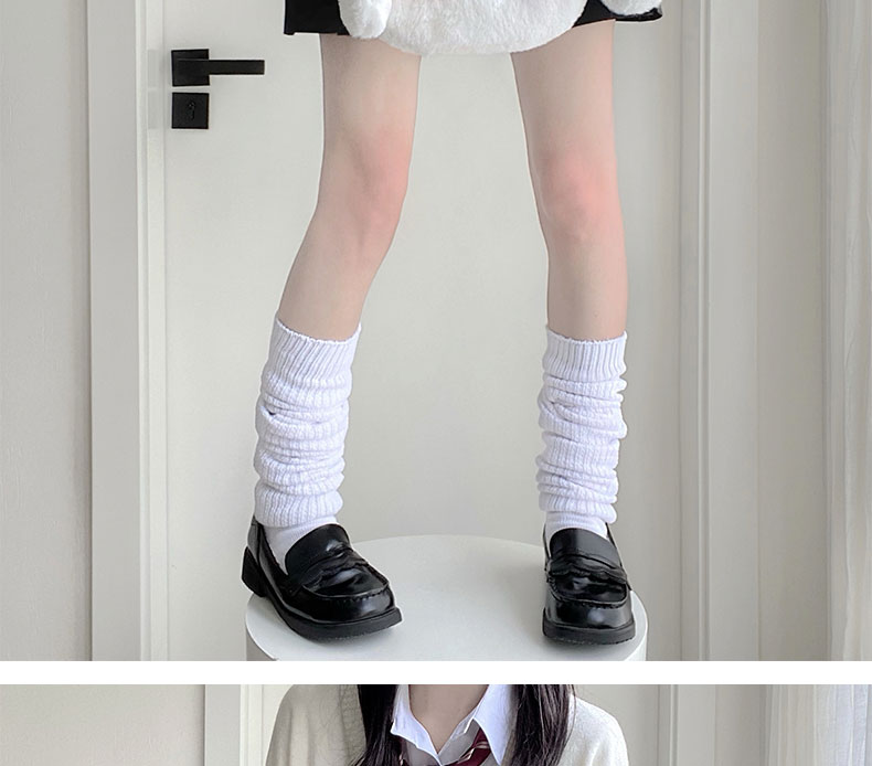 日系jk泡泡袜超长针织连脚堆堆袜千禧年y2k辣妹冬季保暖袜套咖秋 奶