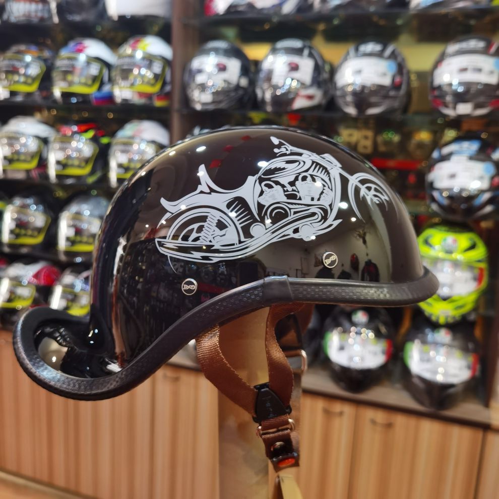 哈雷瓢盔翘尾安全官电动摩托车半盔帽子太子巡航复古头盔 磨砂黑 l