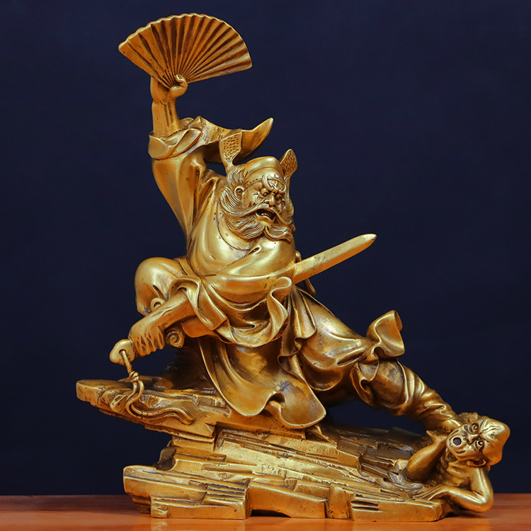 纯铜钟馗神像摆件 道教天师钟馗像赐福 降妖除魔店铺供奉 持扇子钟馗