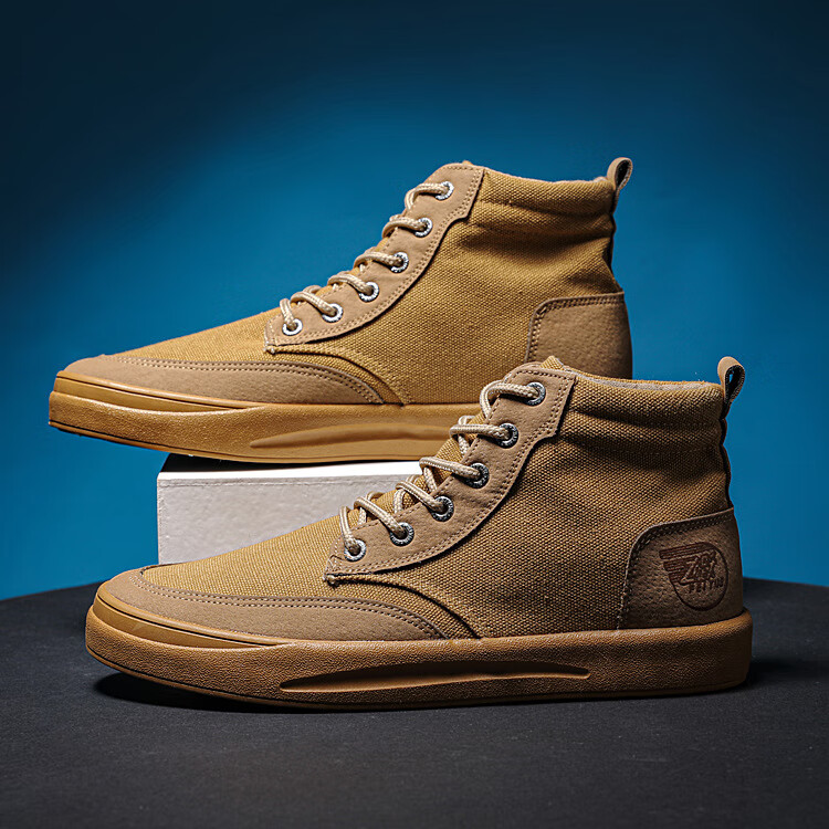 fy飞跃帆布鞋男鞋高帮男士秋季鞋子男款板鞋百搭黑色时尚休闲板鞋子