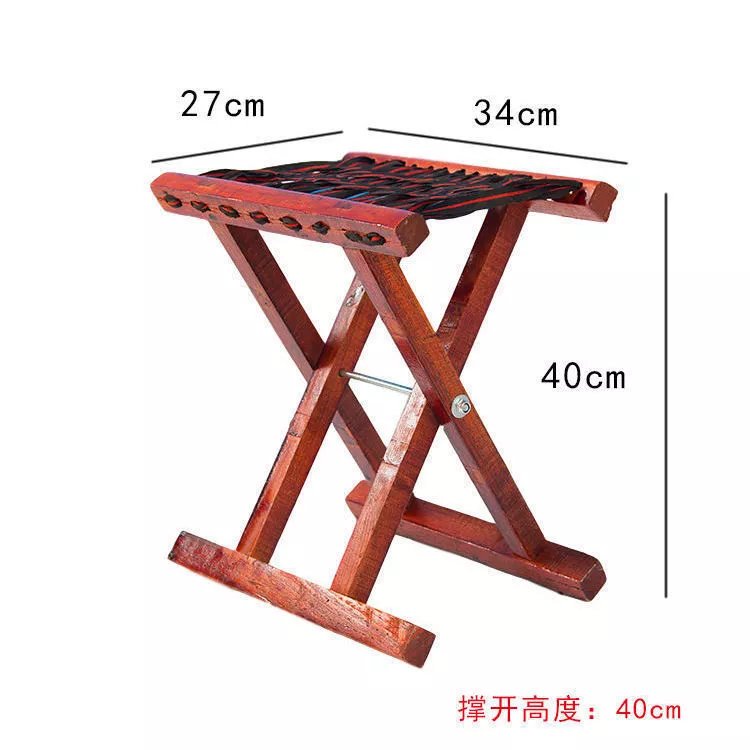 10，【現發】凳子家用實木馬紥便攜式折曡凳成人小凳子釣魚凳 顔色隨機發貨 高31厘米加粗清漆穿繩1件裝