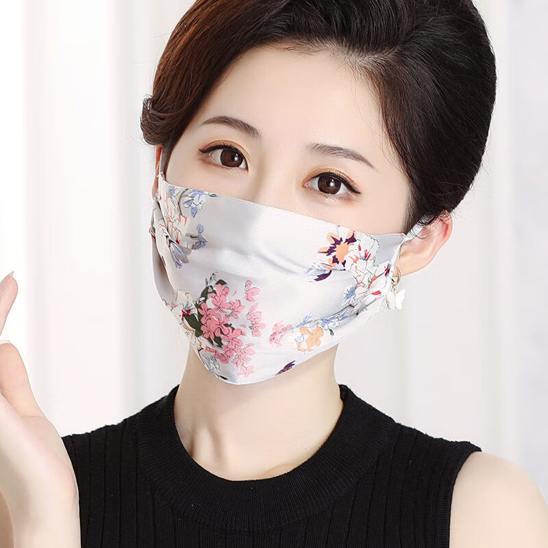 全脸护脸夏季薄款透气女时尚网红女士高颜值印花口罩网纱口罩深咖豹纹