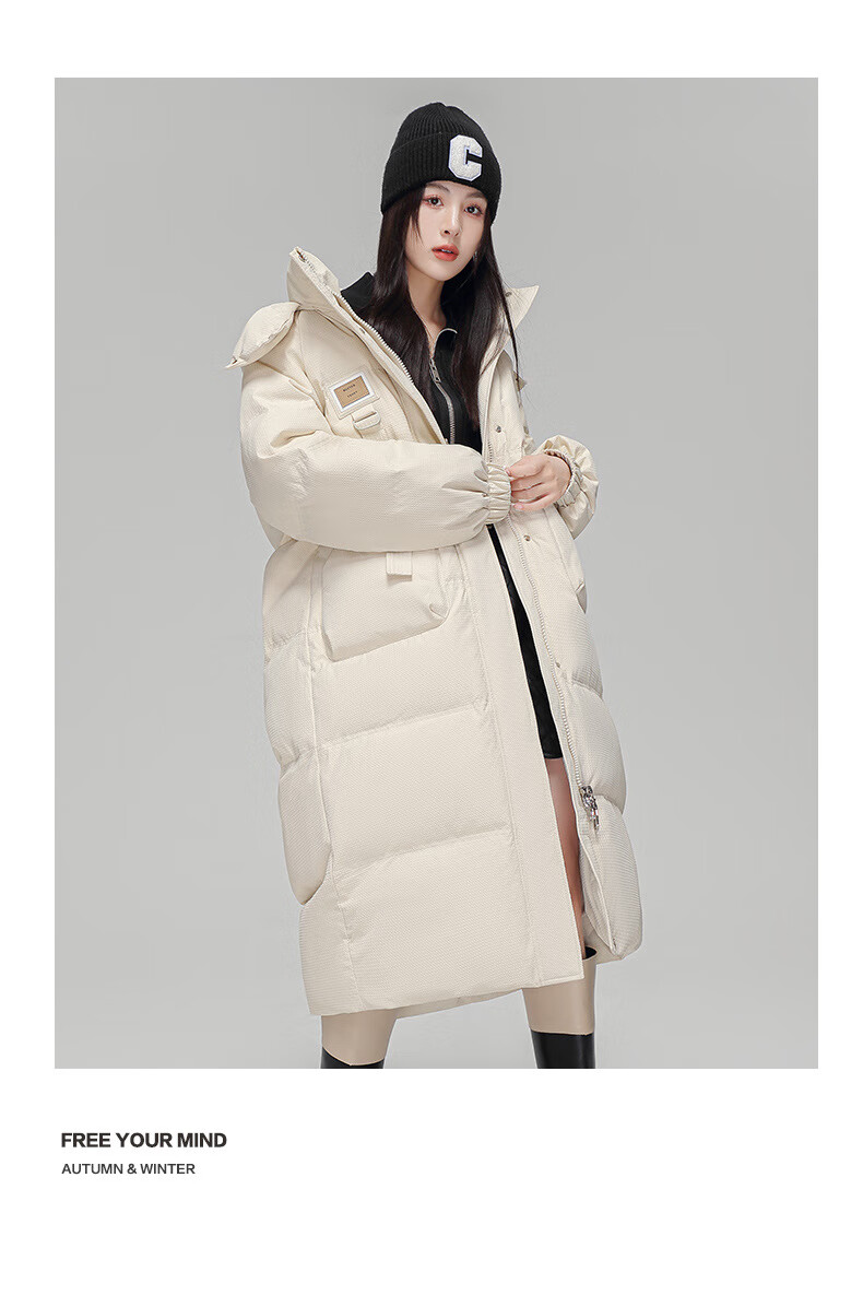 mongcold萌可蒙口羽绒服女中长款秋冬季新国标派克羽绒服女连帽大毛领