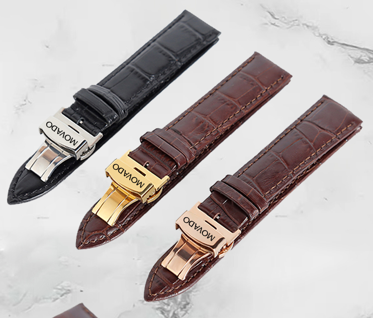 适配原装摩凡陀表带 movado摩凡陀真·皮手表带 博物馆男女针扣蝴蝶扣