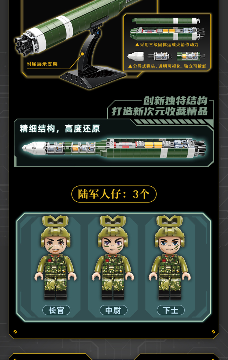 乐高(lego)森宝积木东风导弹车模型军事男孩儿童益·智核弹拼装