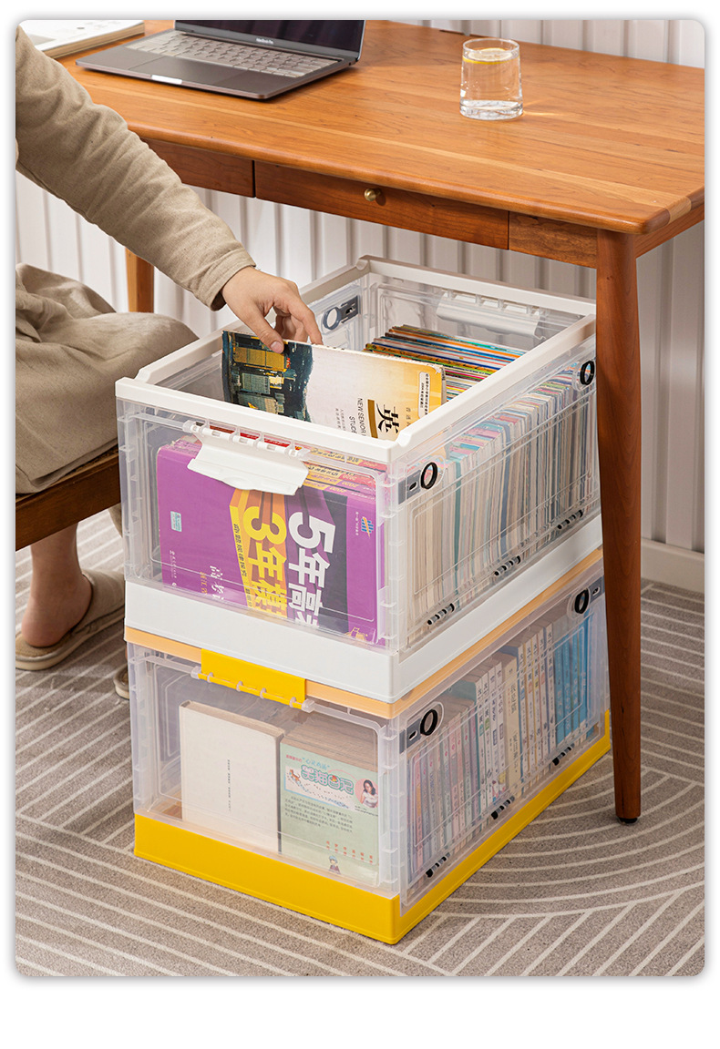 箱子收纳装书的 透明书本收纳箱可折叠书箱家用装书箱子学生书籍整理