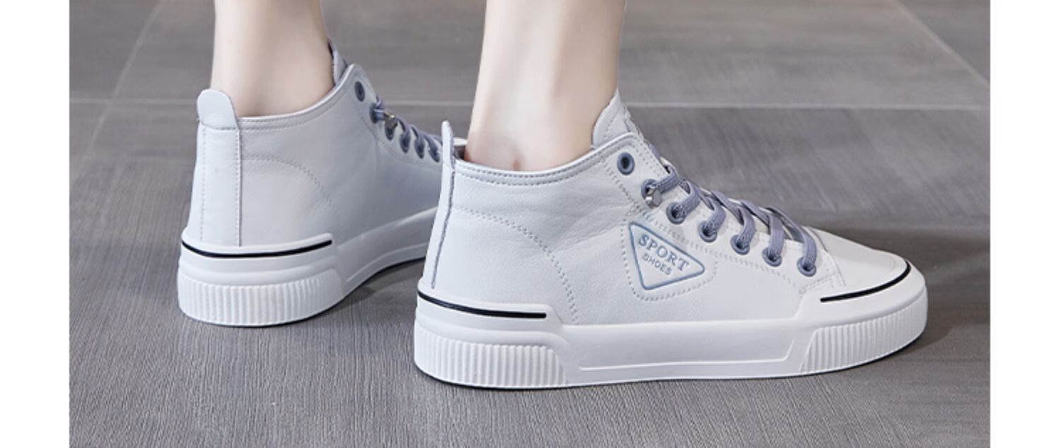 时尚女鞋 休闲鞋 一瓣花瓣 中学生平板鞋女高帮高邦初中高中女生秋天