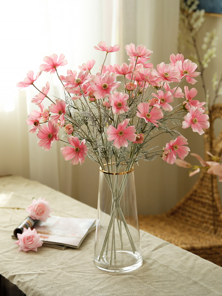 色彩自然格桑花高品质假花仿真花摆设客厅摆件电视柜装饰花束套装