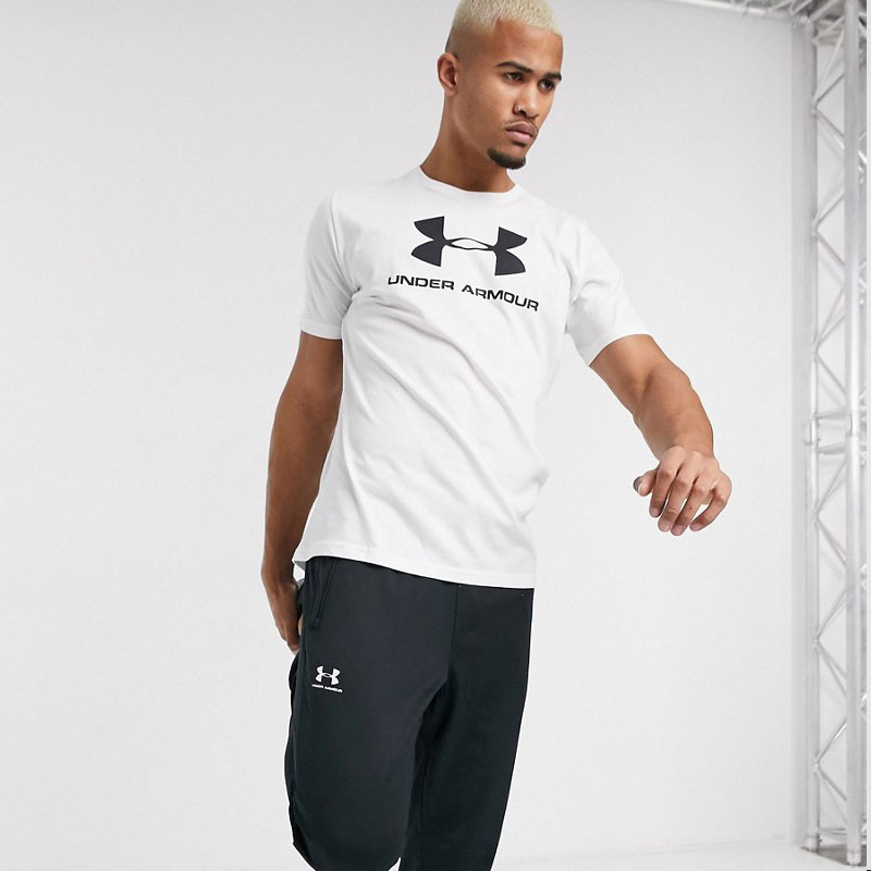 美国进口安德玛ua男运动健身篮球休闲短袖t恤 黑色1361673 能量棉