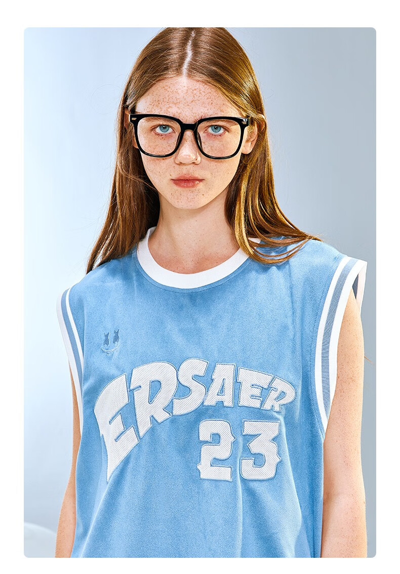 er笑脸背心男撞色字母潮牌ins嘻哈篮球运动宽松百搭情侣无袖t恤黑色s