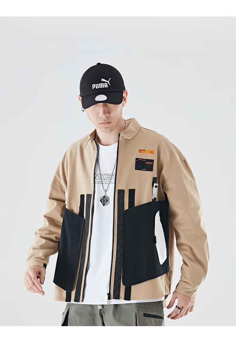 hm官方旗舰店 男装夹克2019秋冬季原创韩版嘻哈休闲潮牌宽松男工装