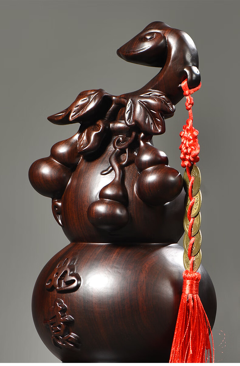 仙莱阁木雕手工雕刻如意葫芦摆件实木家居客厅电视柜装饰工艺品开业