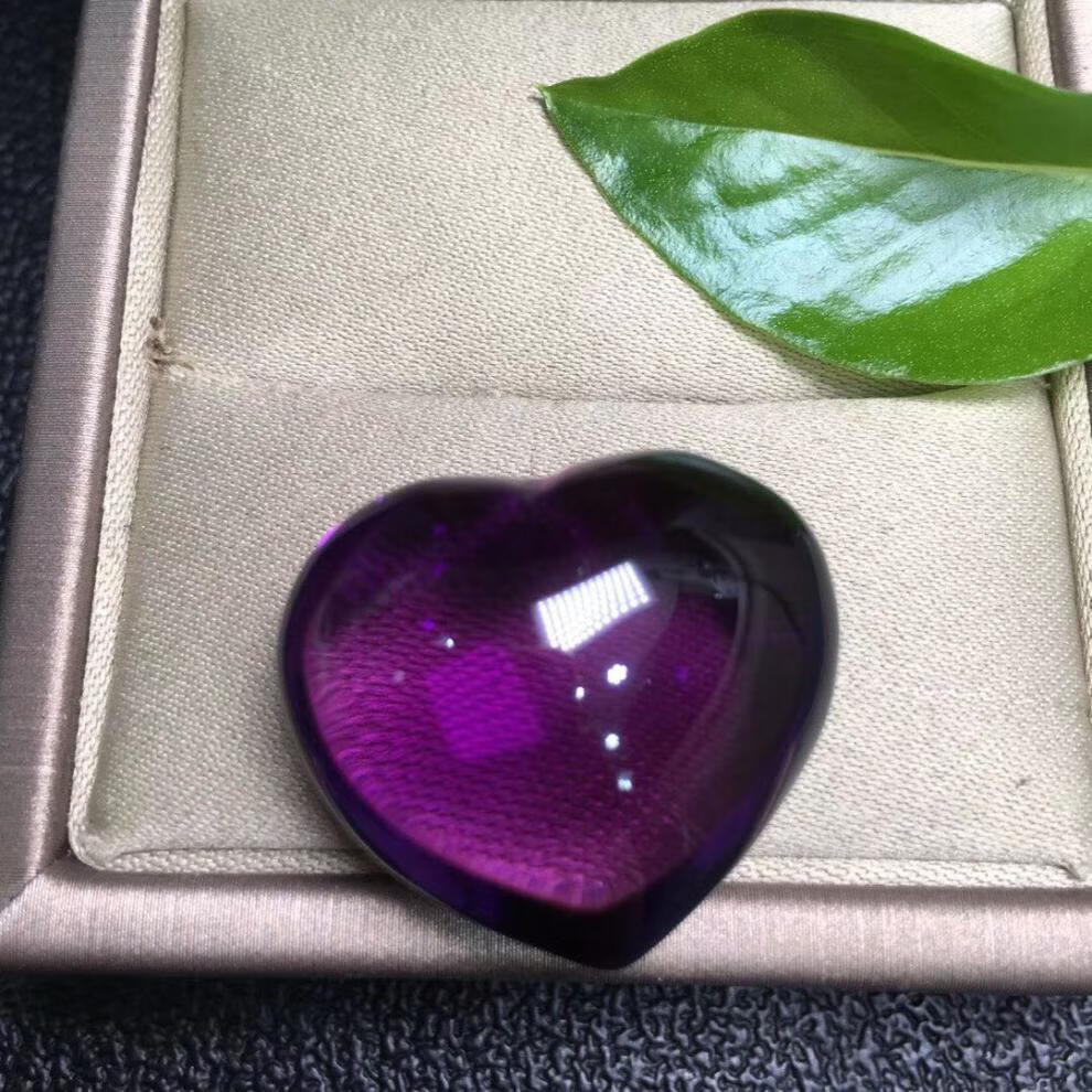 榄茵艺收藏级乌拉圭紫水晶项坠挂吊坠 紫色宝石 天然水晶 女款心形 深