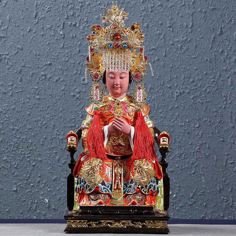 妈祖神像妈祖娘娘木雕神像家用供奉天上圣母佛像天后海神妈祖法器帽子