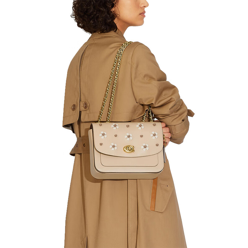 【coach蔻驰】 beat铆钉马鞍包 女士单肩包 手提包 米色 4600-b4/iy
