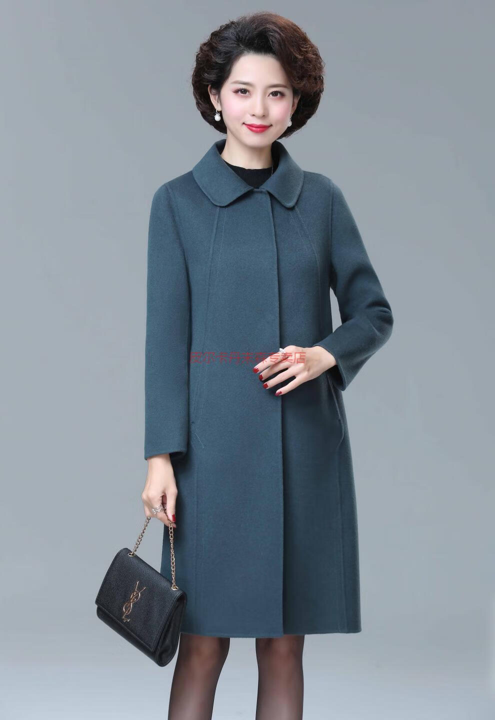 皮尔卡丹品牌高档女装中老年人双面呢羊绒大衣女中长款高端洋气妈妈