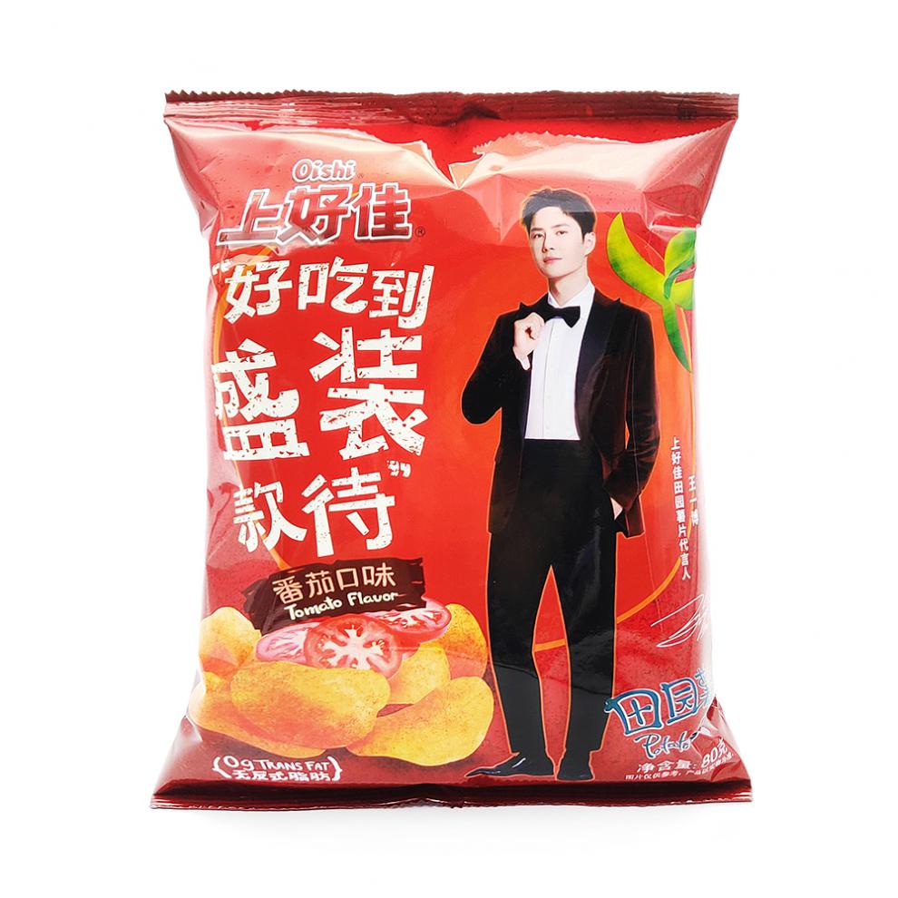 上好佳田园薯片烤肉口味80g大包膨化食品8090后怀旧好吃休闲零食【12