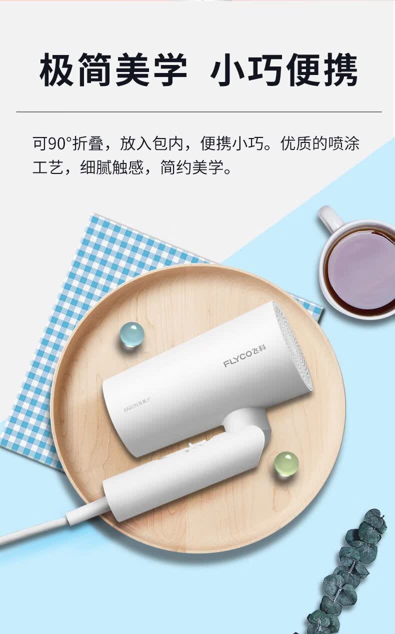 飞科吹风机家用电吹风负离子护发宿舍1800w冷热风手柄折叠fh6276 博锐