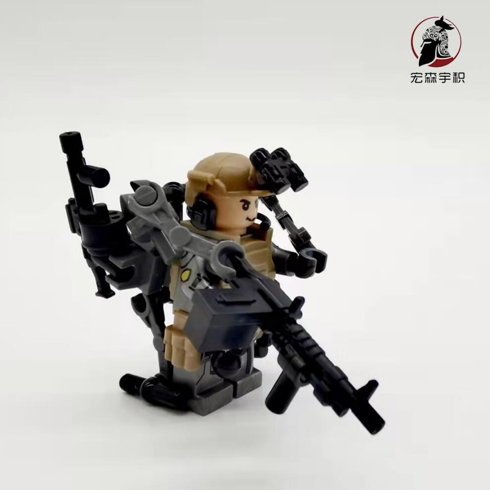 乐高原创moc现代军事外骨骼士兵人仔特种兵男孩玩具小型机甲小颗粒