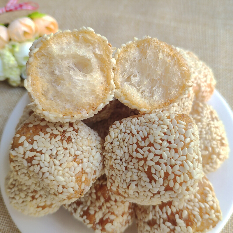 湖北天门土特产传统手工麻枣麻叶子年货芝麻果芝麻枣白芝麻酥500g1斤