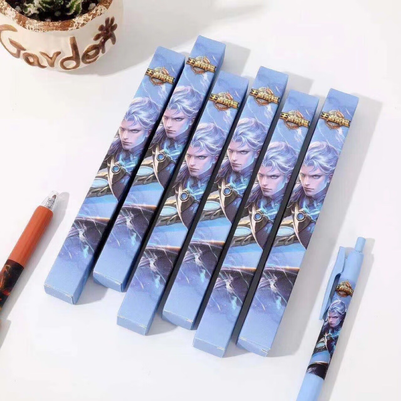 11016卡通动漫人物按动中性笔盲盒05mm黑色水笔柚子11016王者荣耀05mm