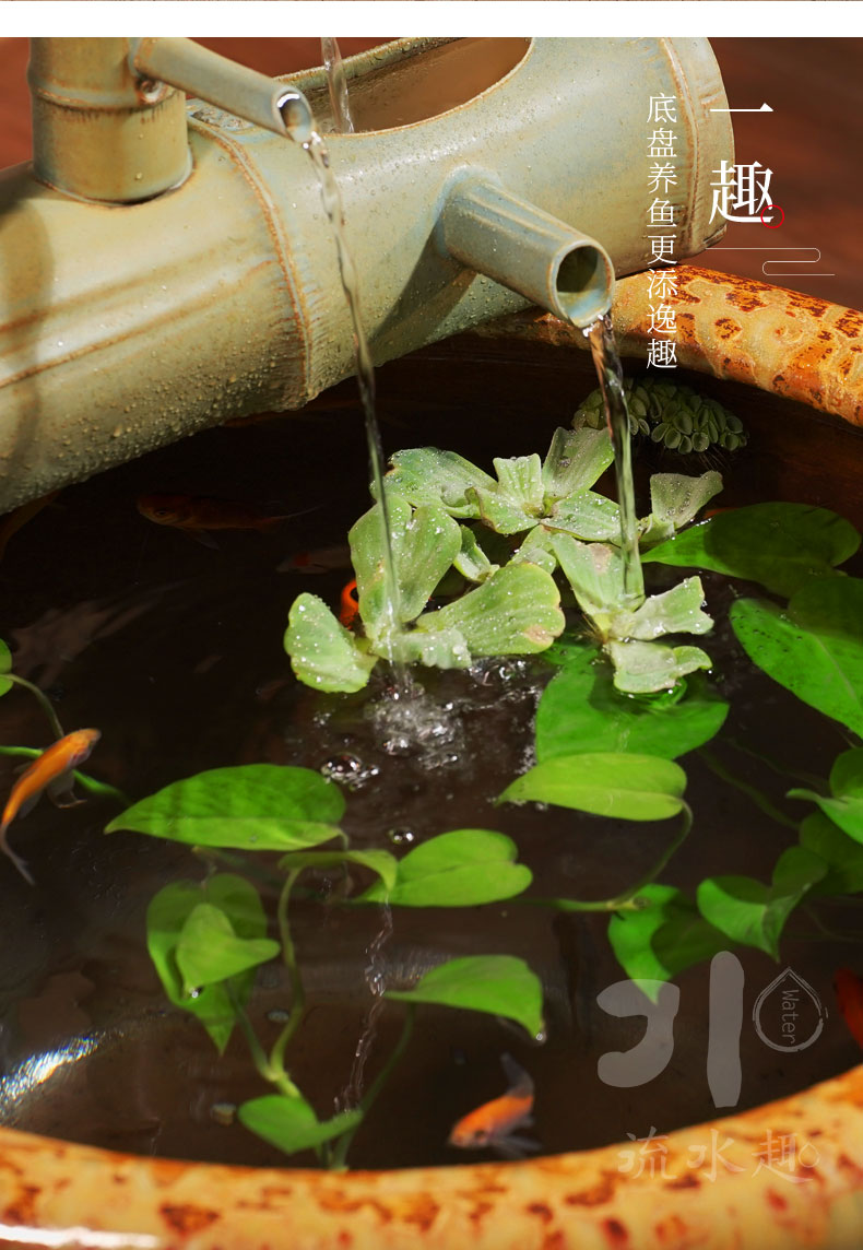 古法养鱼水循环陶瓷大水缸荷花缸循环增氧鱼缸客厅阳台流水古法养鱼盆