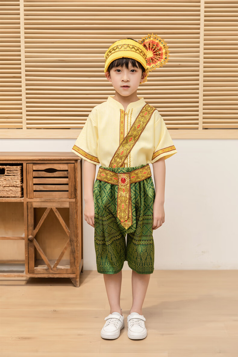 墨尚佳童装店 儿童民族舞蹈表演服云南傣族服装男童泼水节少数民族