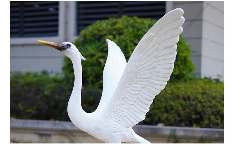 纳知轩水景白鹭雕塑仿真动物摆件户外水池塘景观园林仙鹤装饰白鹤鸟