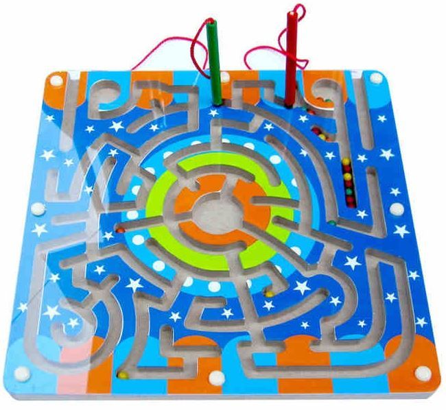 磁性迷宫玩具走珠球运笔平衡滚珠掌上3岁力6幼儿童专注力训练 小苹果