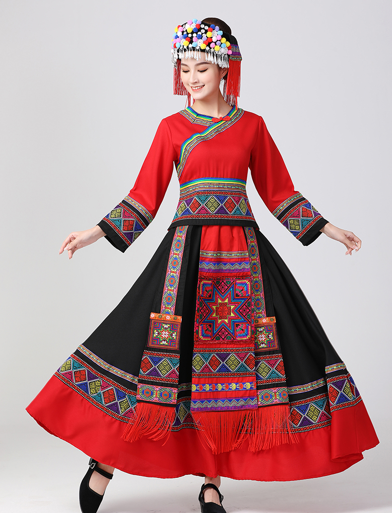 草原瑶族舞蹈服装广西少数民族苗族土家族侗族瑶族三月三民族服定制款