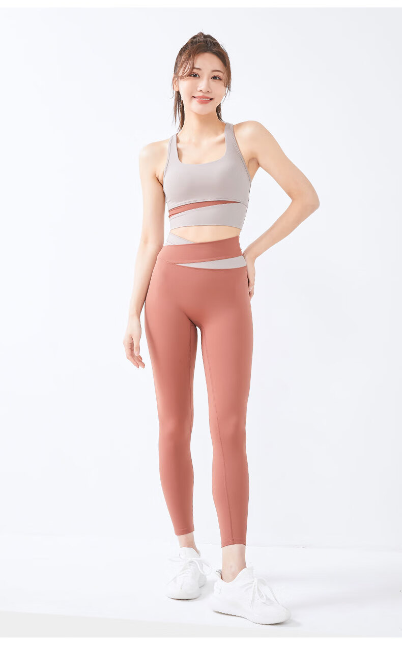 【秋冬精选】撞色瑜伽套装无尴尬线透气无痕裸感速干套装紧身显瘦运动