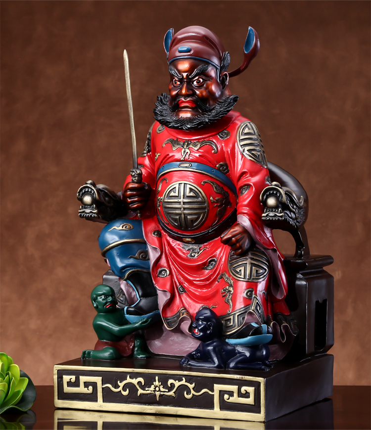 七宝莲钟馗摆件纯铜钟馗铜像道教神像家居客厅铜工艺品30cm钟馗坐像尊