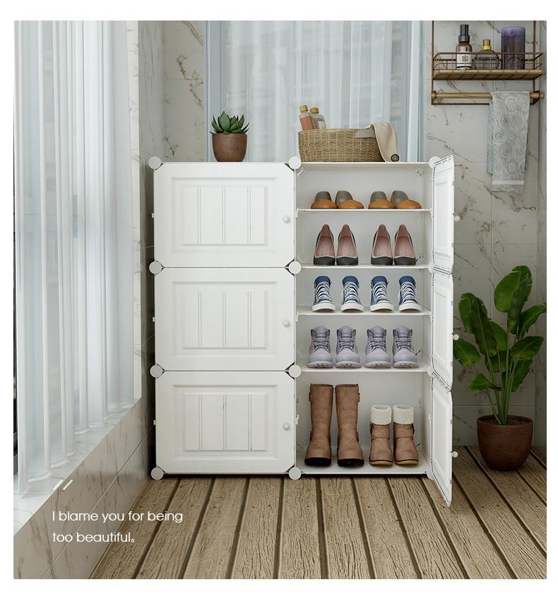 可移动鞋架带轮子 网红鞋柜家用有门一体靠墙适合放阳台的鞋架可移动