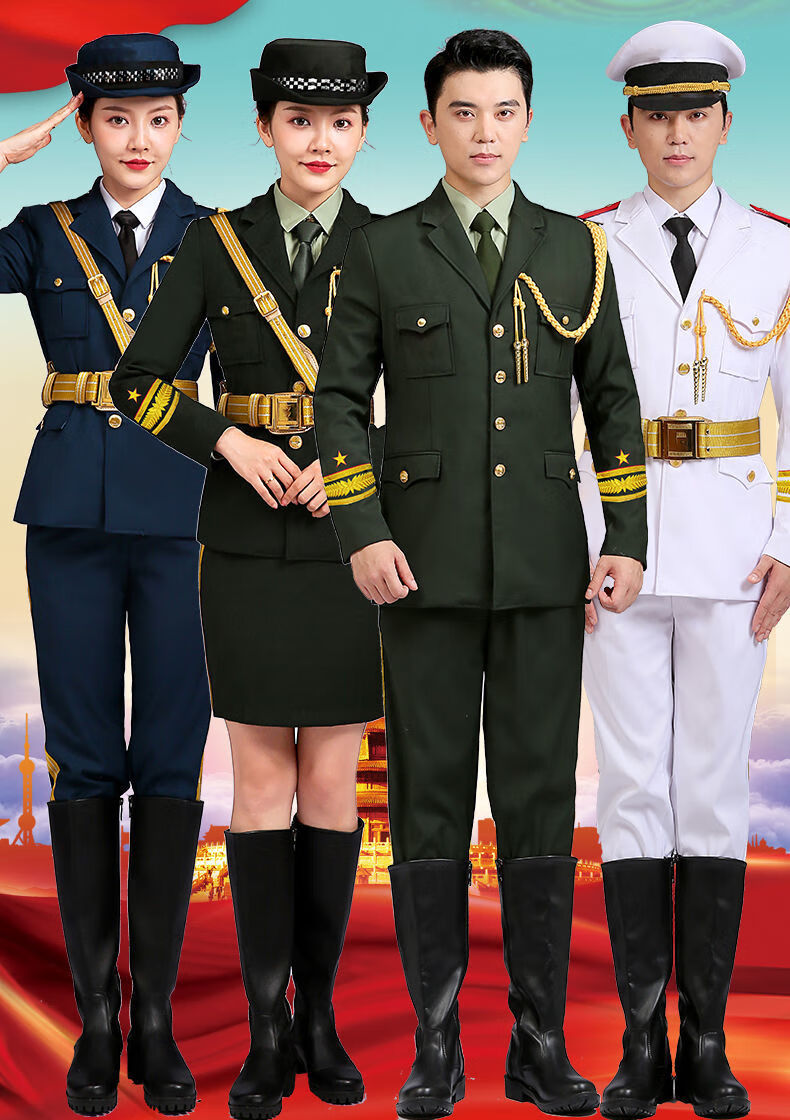 班服装高中升旗仪式礼宾服学生军乐团升旗手护卫队礼服 绿色男款套餐