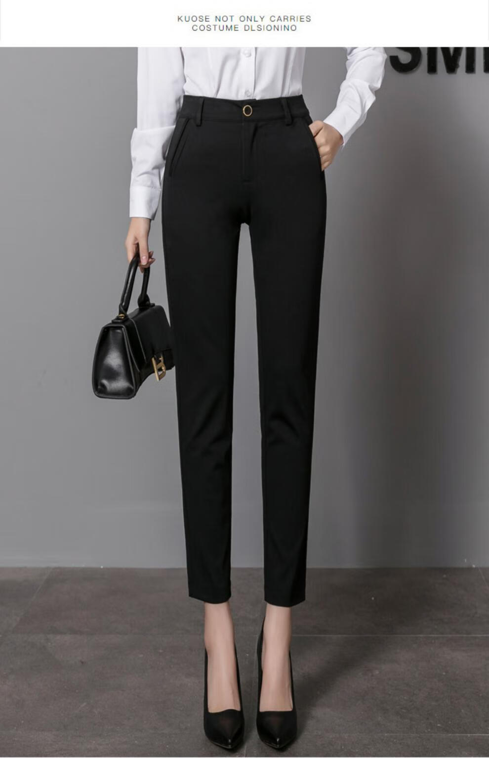 新款春职业铅笔裤百搭休闲长裤显痩小脚裤ol西裤女士九分裤薄黑色s