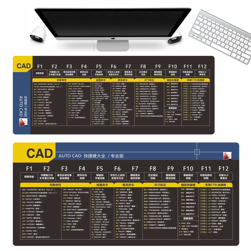 賽睿高質量同款常用快捷鍵鼠標墊超大號cadpsexcelwps電腦辦公墊中號