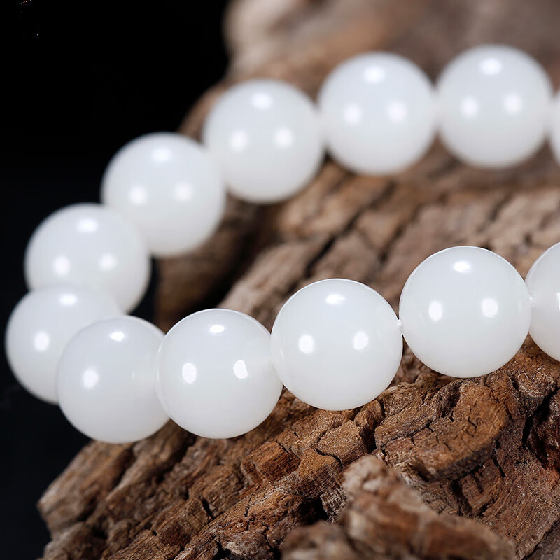 玉手链羊脂白玉圆珠12mm男女款散珠子玉珠串手串定制款【图片 价格