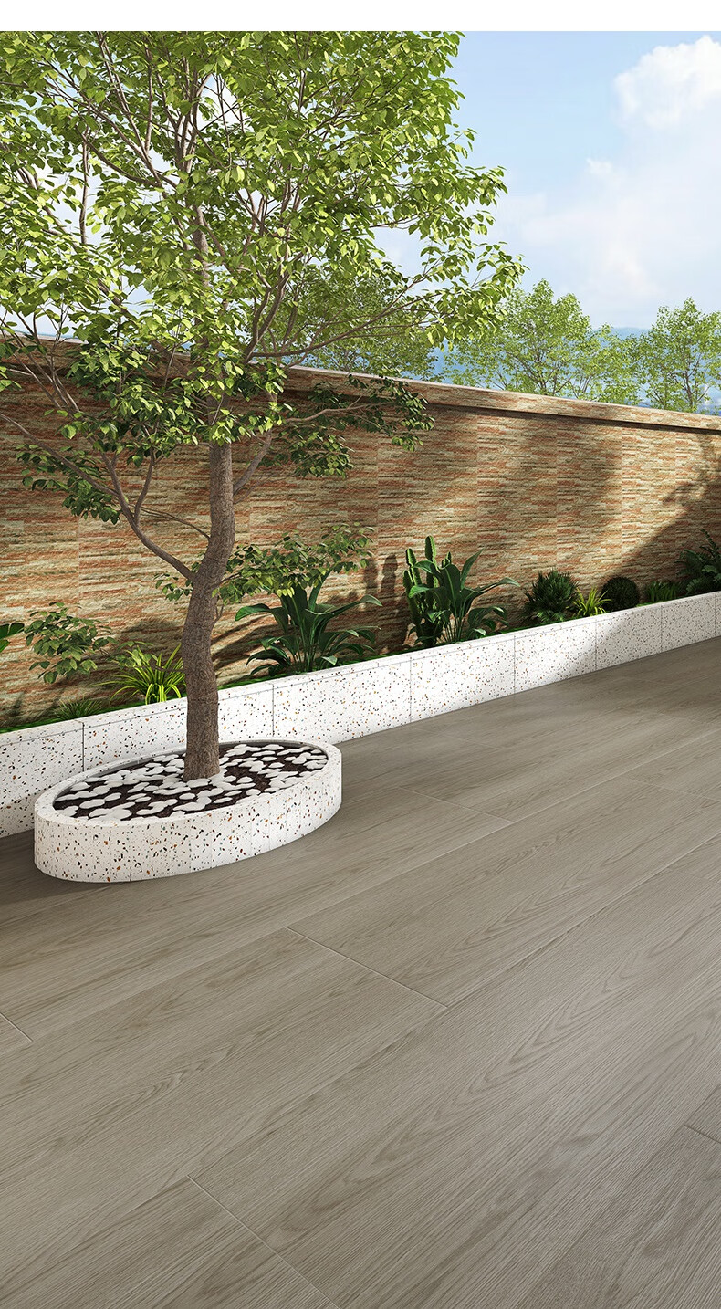 室外木纹砖600x1200庭院地砖院子瓷砖花园露台地板砖防滑户外现代黄