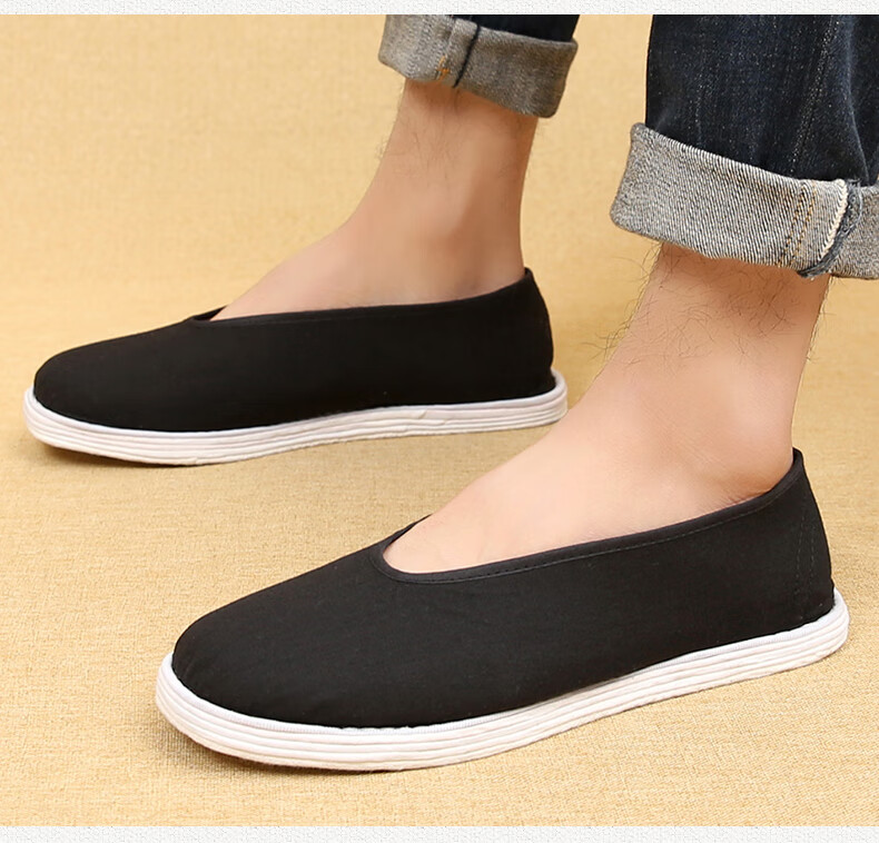 老北京布鞋男圆口老头鞋千层底复古浅口一脚蹬轻便舒适休闲懒人鞋