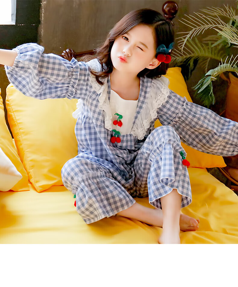 新品同款迪士尼儿童长袖睡裙13岁女孩睡衣10中大童春秋季女童蕾丝公主