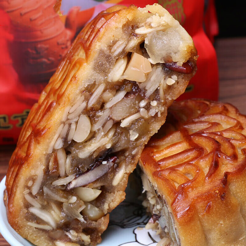 新鲜现做五仁叉烧月饼传统手工广东茂名伍仁一袋4只装