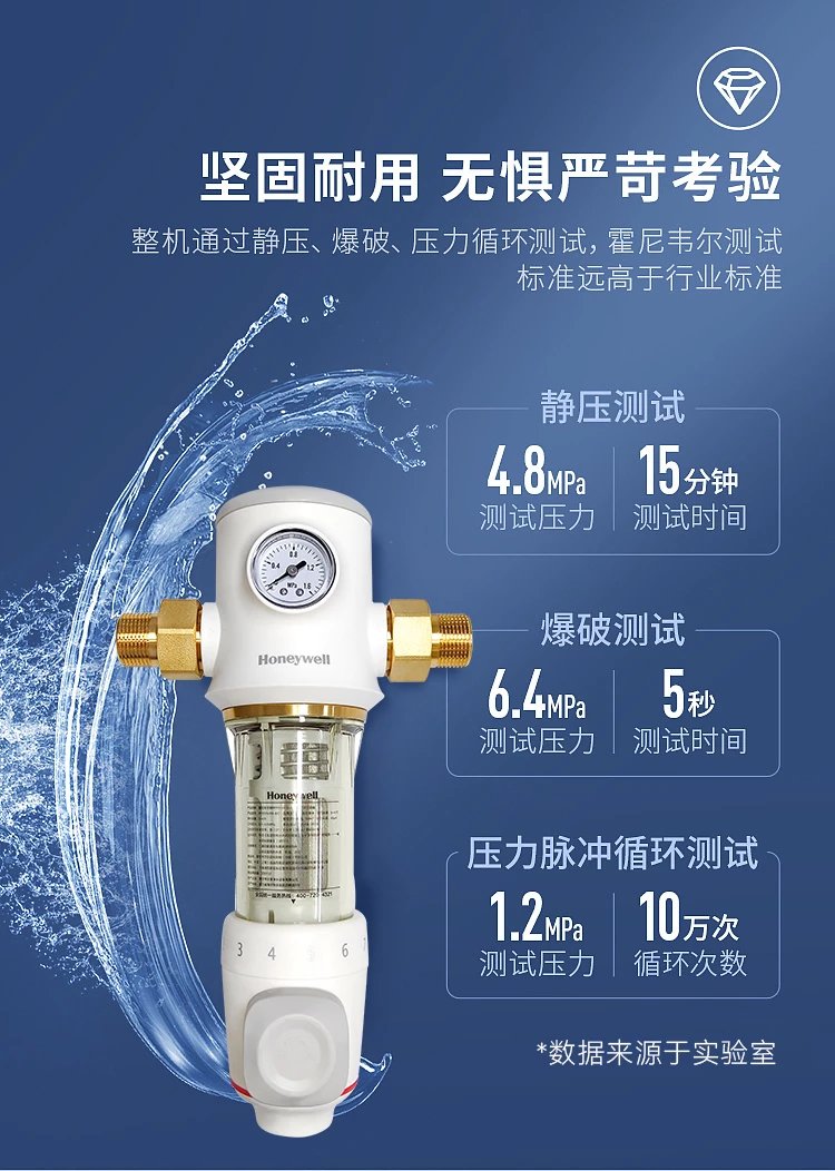 霍尼韦尔前置过滤器升级带水压表家用反冲洗全屋净水器pff51h19 pff31