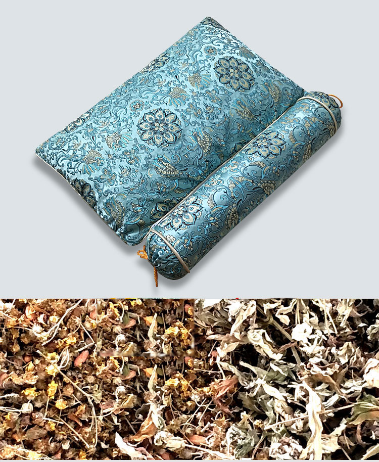 柏树籽枕头艾叶草野菊花柏籽柏壳枕头圆柱柔软浅绿色