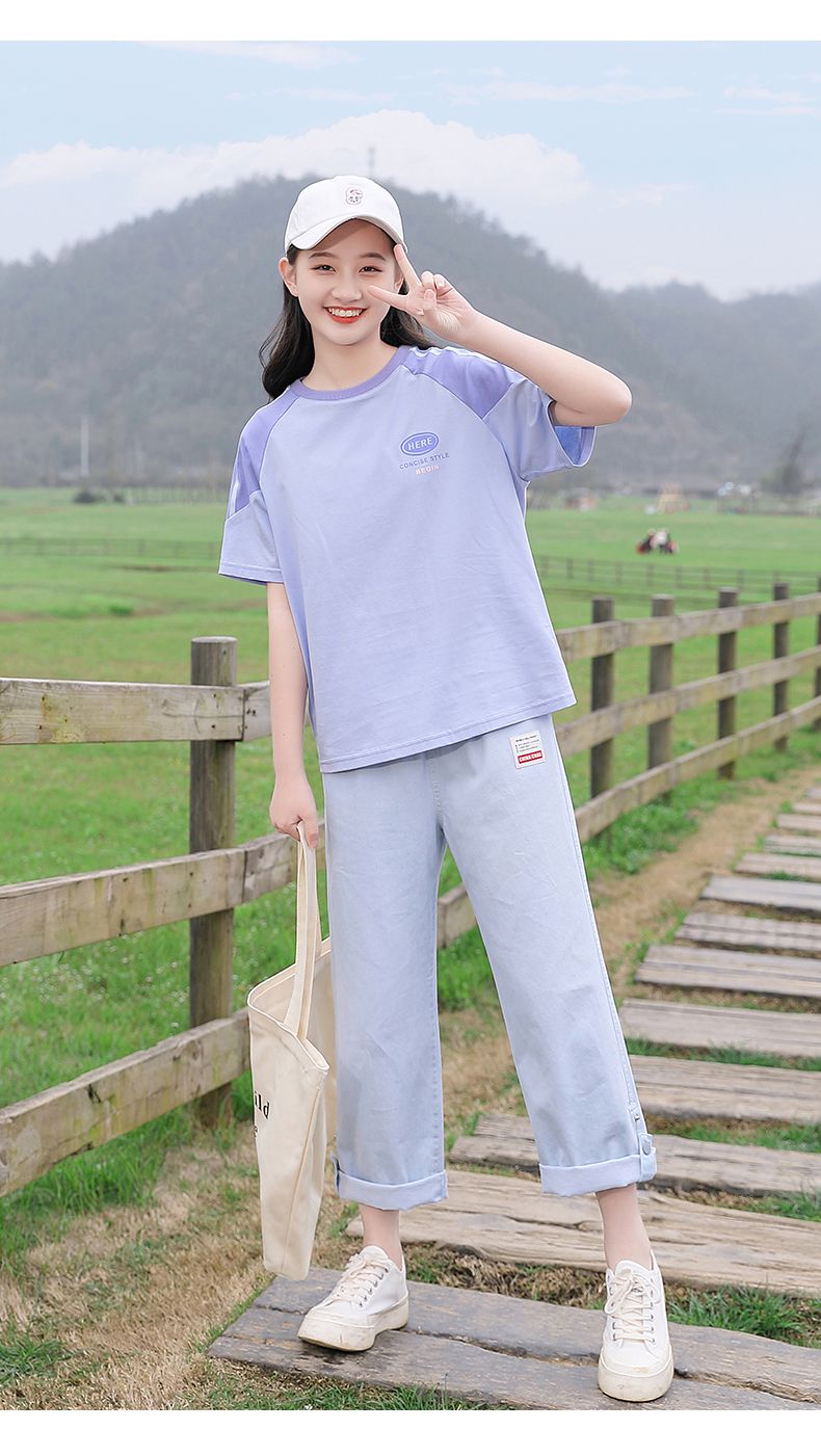 初中生女装夏季套装夏季初中生套装女运动休闲时尚学生两件套少女装