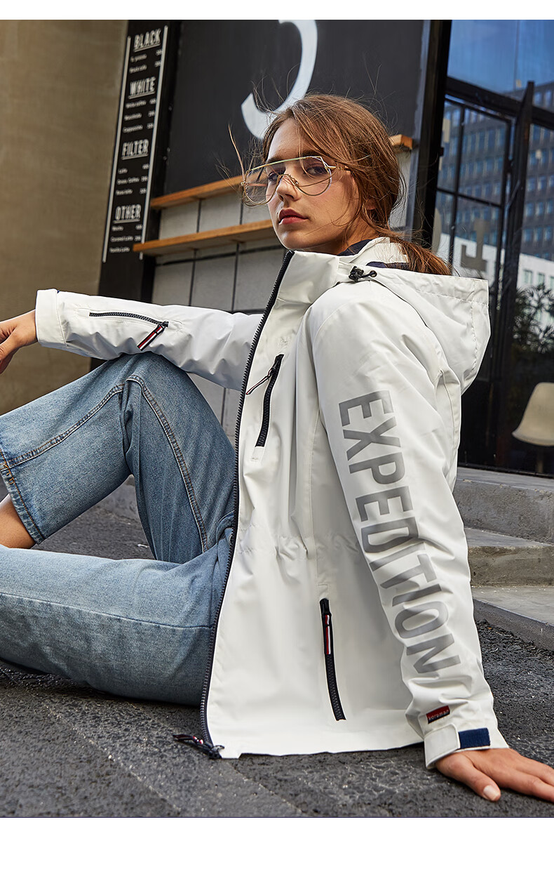 酷然(koraman)户外冲锋衣女三合一可拆卸加绒加厚外套秋冬季潮牌韩国