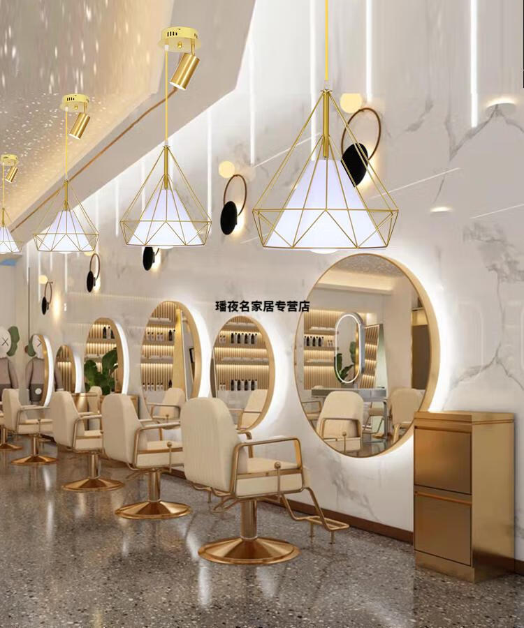 发廊美发专用钻石装饰创意个性超亮理发店美甲商用灯具吊灯带射灯简梓