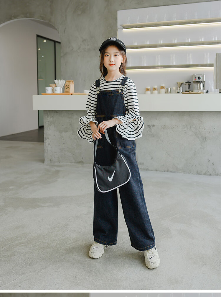 学生412岁女童背带裤女孩311岁中大儿童宽松儿童吊带韩版休闲百搭直筒